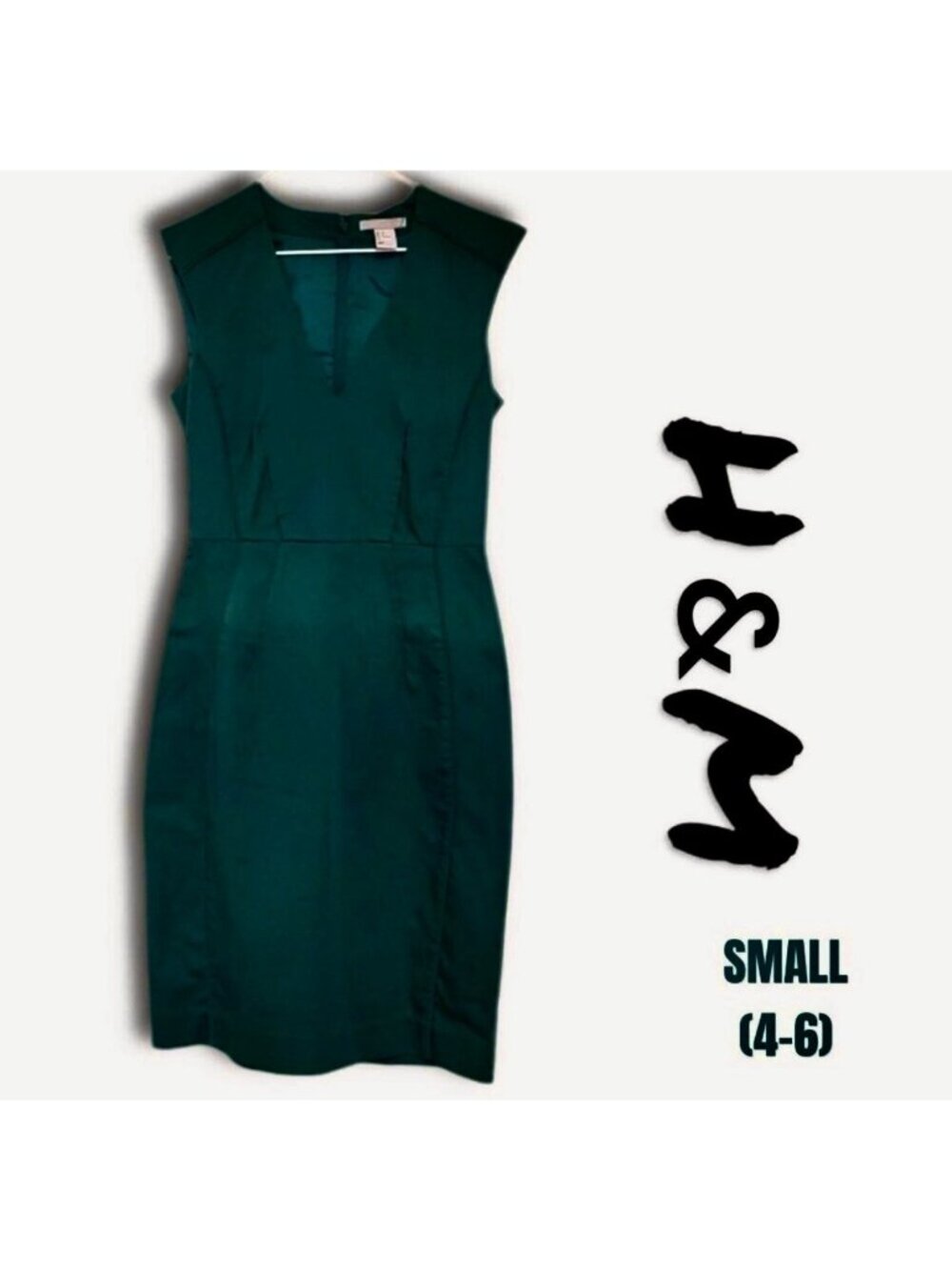 H&M Green Sleeveless Dress/Zip In The Back, Size 4